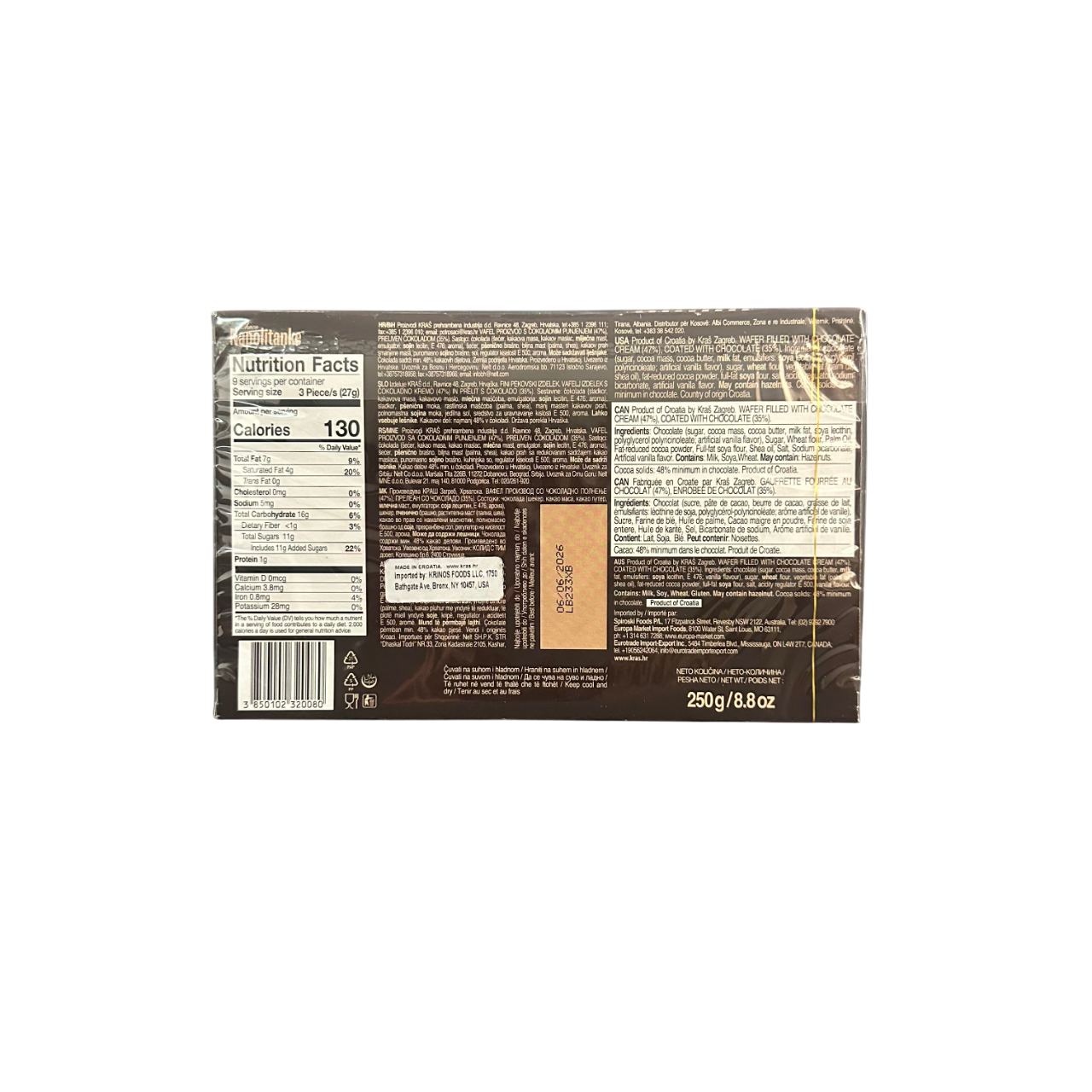 Kras Napolitanke Premium Chocolate 250g