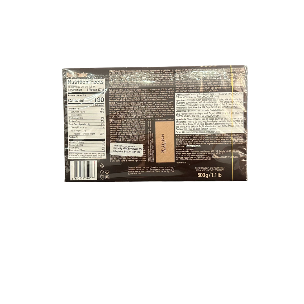 Kras Napolitanke Premium Chocolate 500g