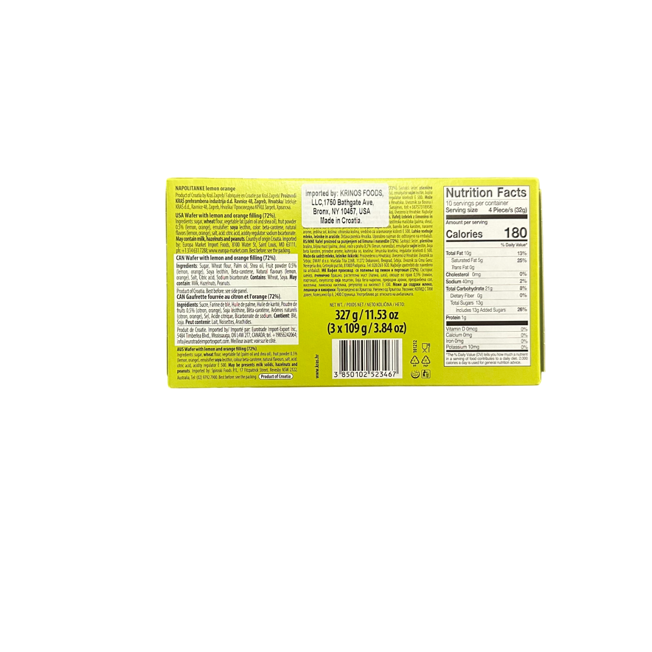 Kras Napolitanke Lemon Orange 327g