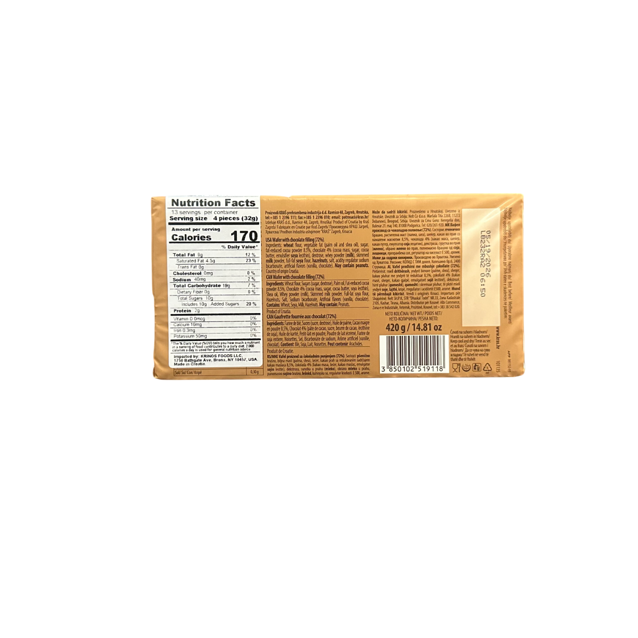 Kras Napolitanke Cocoa & Choco Wafers 420g